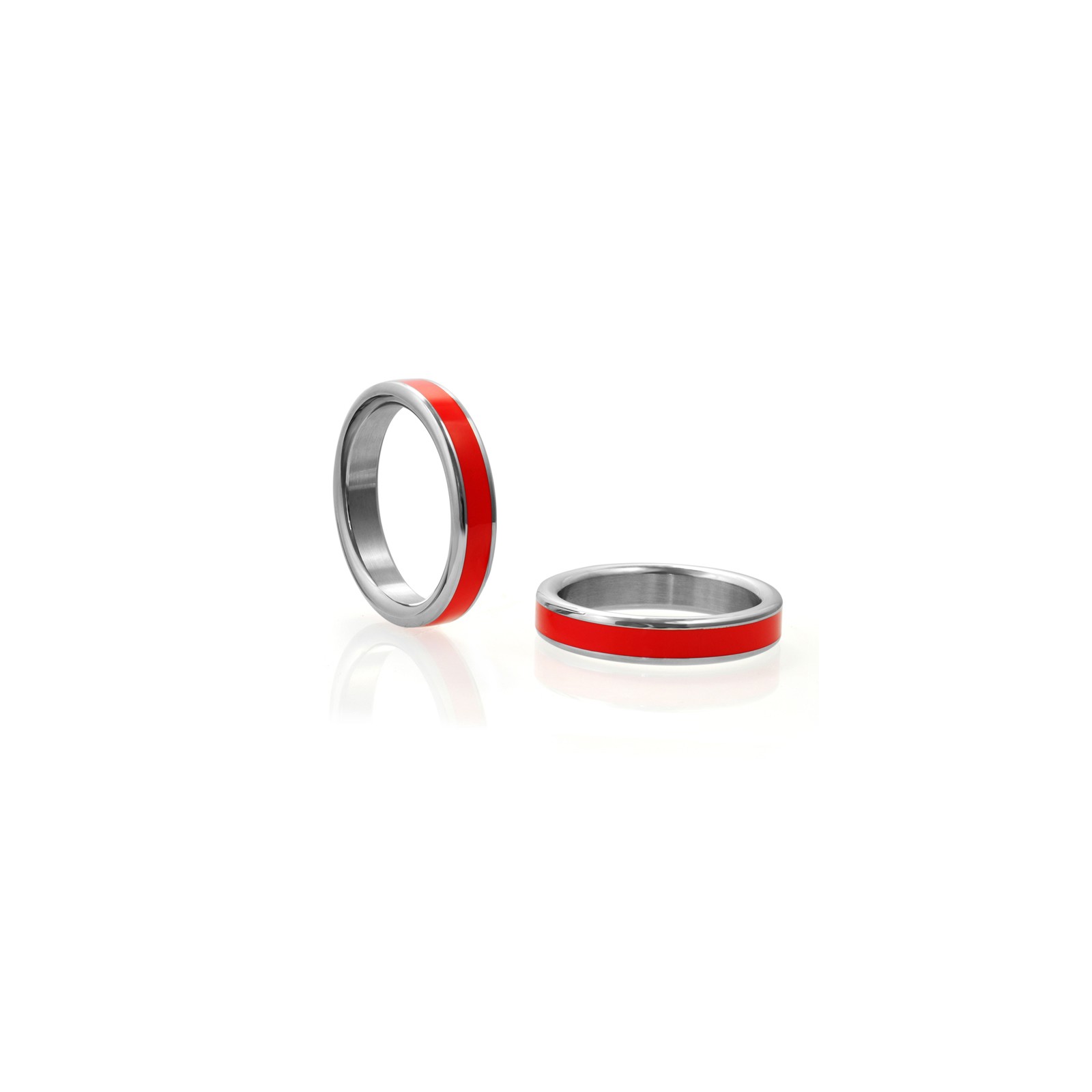 H2H Stainless Steel Cockring with Red Band - Premium Comfort