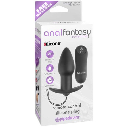 Vibrating Remote Control Silicone Anal Plug Black