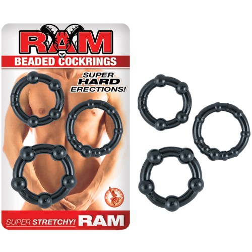 Ram Beaded Cockrings - Black