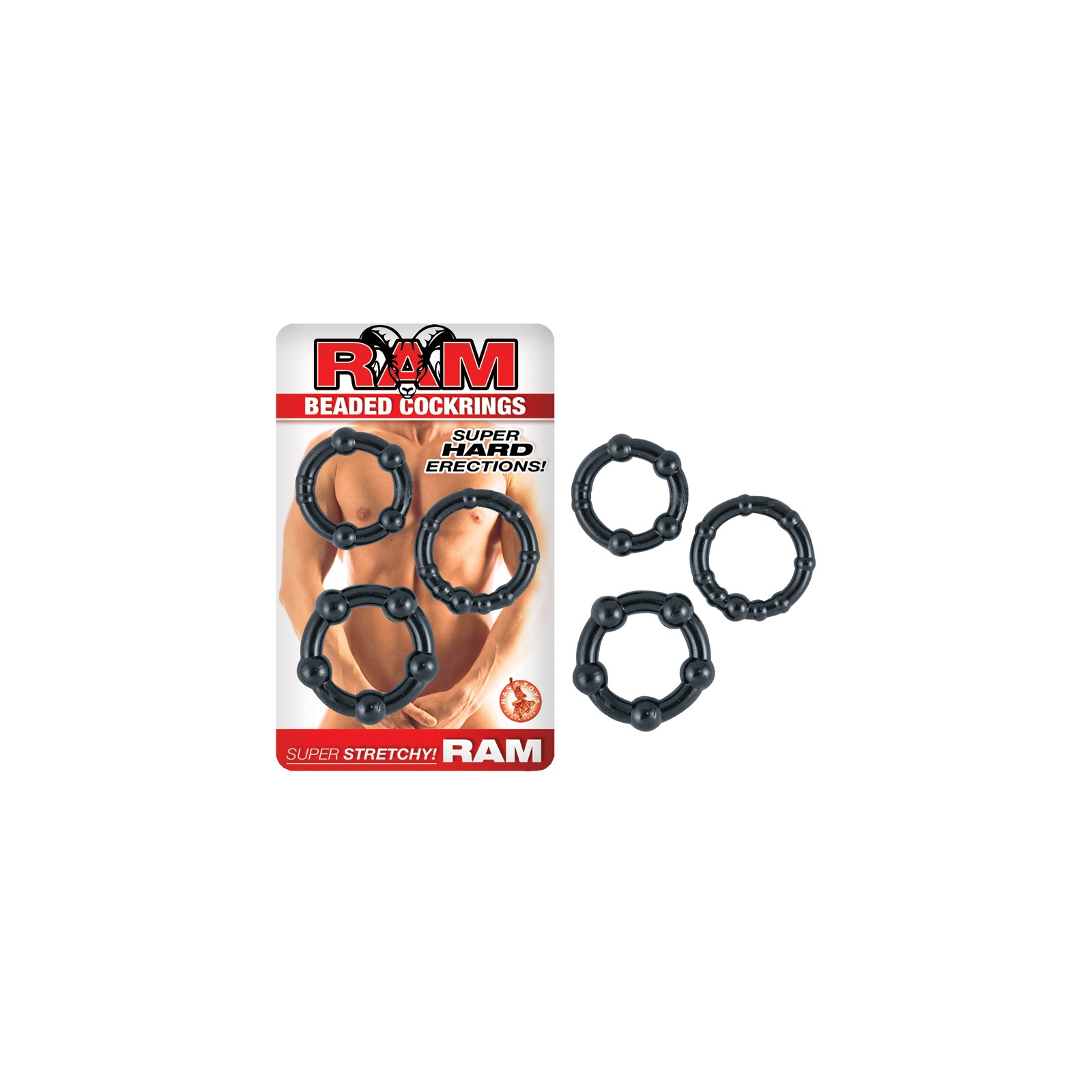 Ram Beaded Cockrings - Black