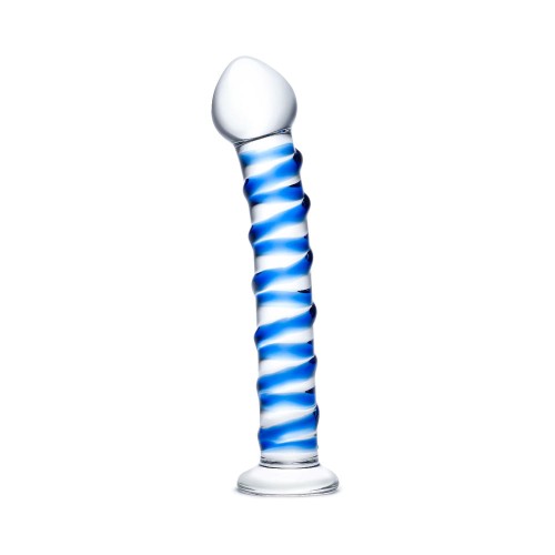 Dildo de Vidrio de Espiral Azul - Único y Curvado