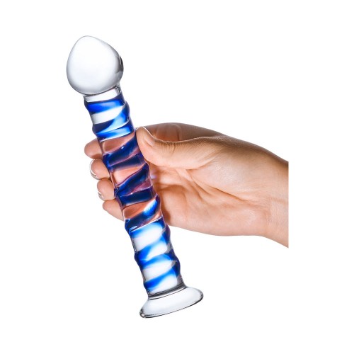 Dildo de Vidrio de Espiral Azul - Único y Curvado