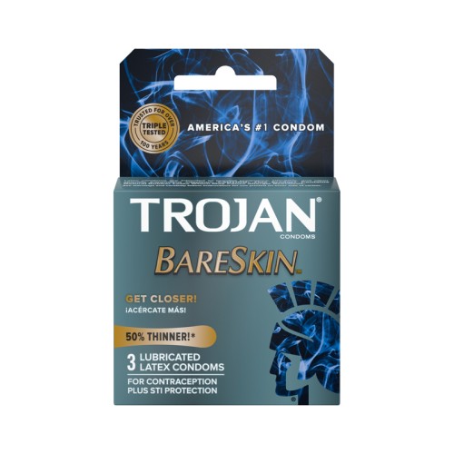 Trojan BareSkin Condones de Látex Ultra Fino - 3 Piezas