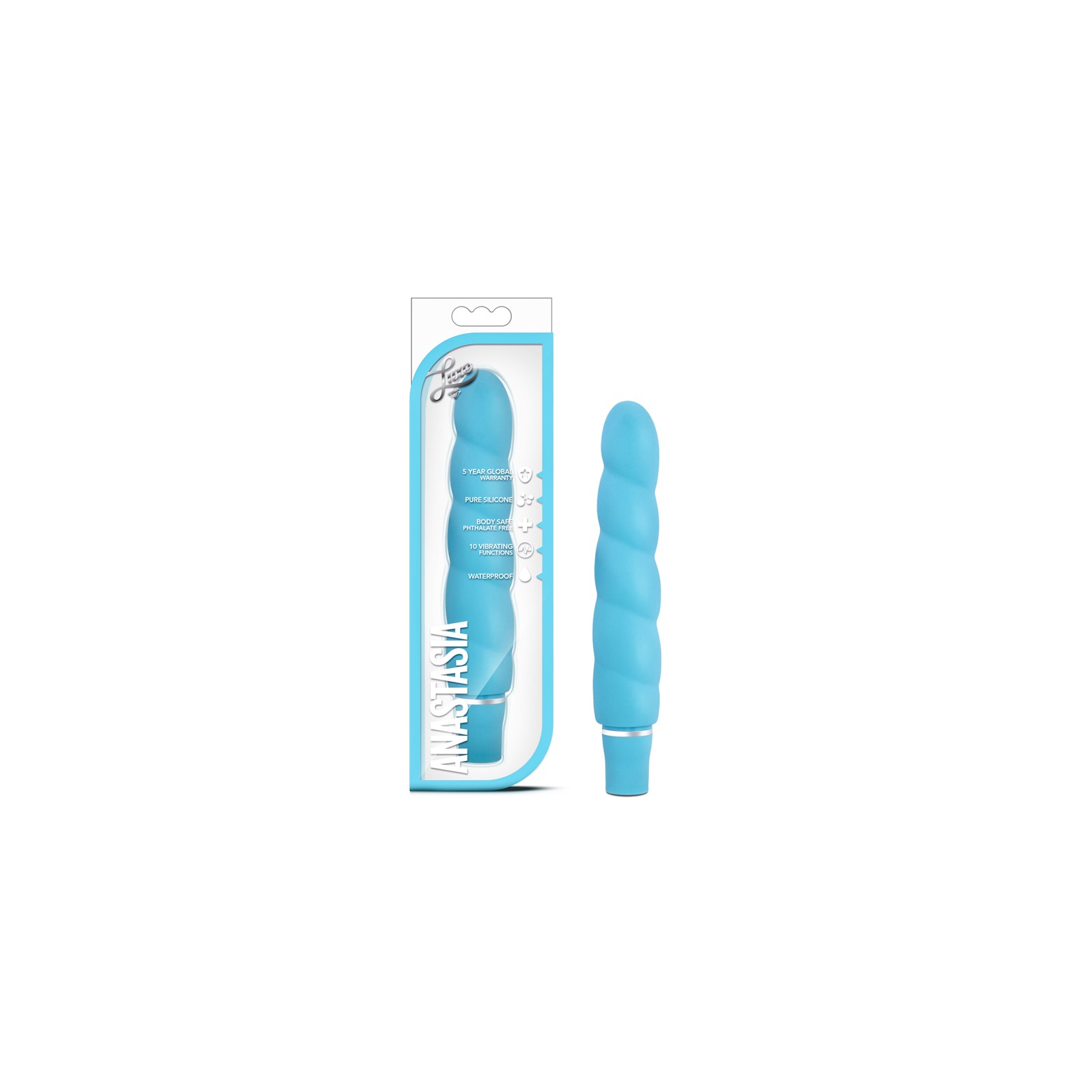 Luxe Anastasia Silicone Slimline Vibrator Aqua