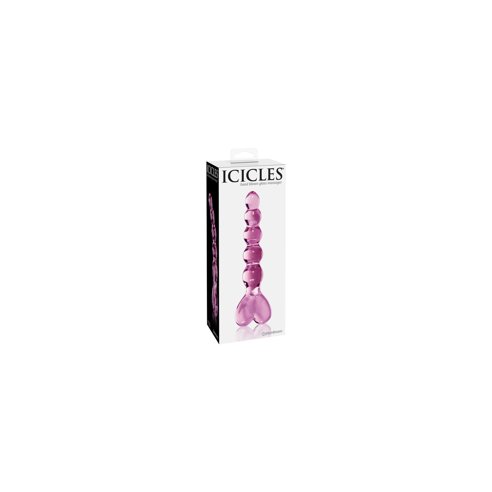 Icicles No. 43 Glass Massager - Heart-Shaped Handle Pink