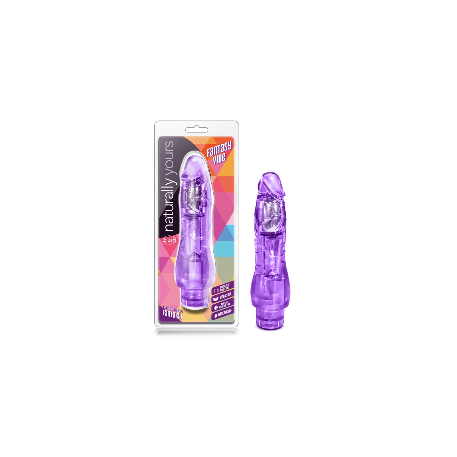 Naturally Yours 8.5 in. Vibrating Dildo Purple