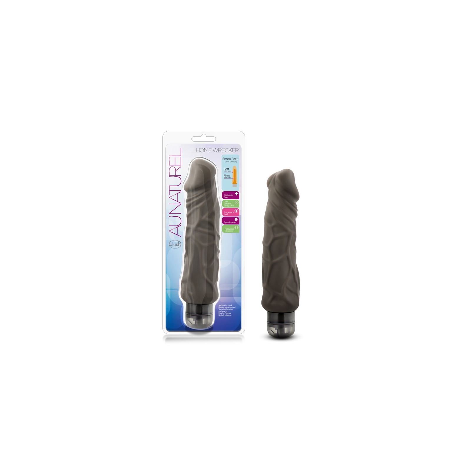 Au Naturel Home Wrecker 9.5 in. Vibrating Dildo - Dual Density Experience