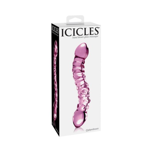 Pipedream Icicles No. 55 Curved Textured Glass Dildo - 7.75 inch