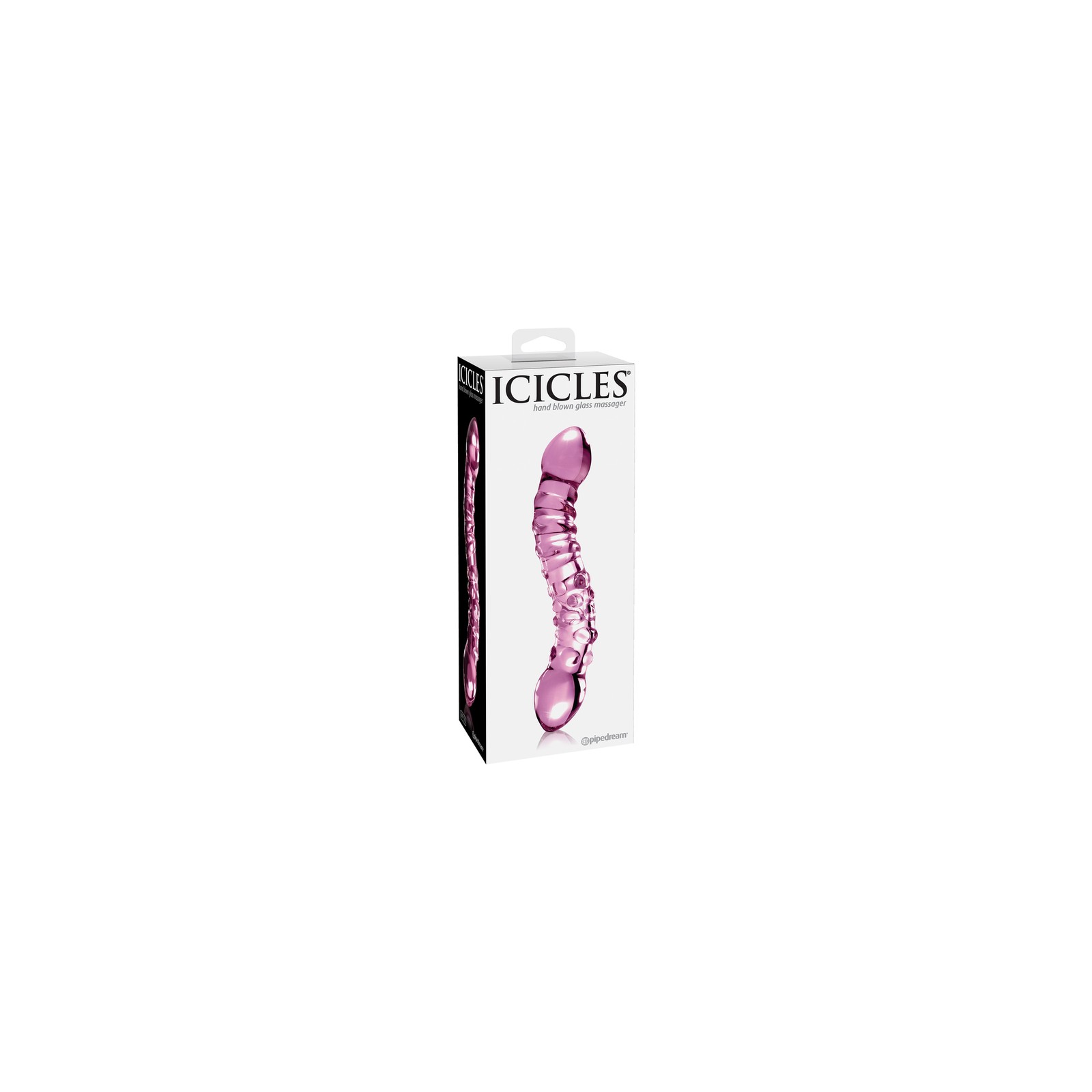 Pipedream Icicles No. 55 Curved Textured Glass Dildo - 7.75 inch