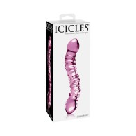 Pipedream Icicles No. 55 Dildo de Vidrio Curvado Texturizado - 7.75 pulgadas