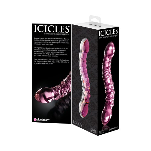 Pipedream Icicles No. 55 Dildo de Vidrio Curvado Texturizado - 7.75 pulgadas