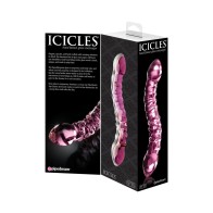 Pipedream Icicles No. 55 Curved Textured Glass Dildo - 7.75 inch