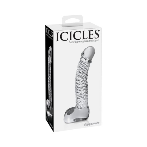 Pipedream Icicles No. 61 Curved Textured Glass Dildo