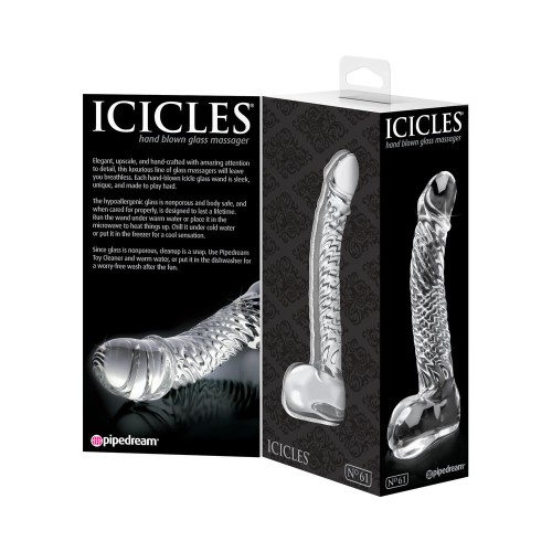 Pipedream Icicles No. 61 Curved Textured Glass Dildo