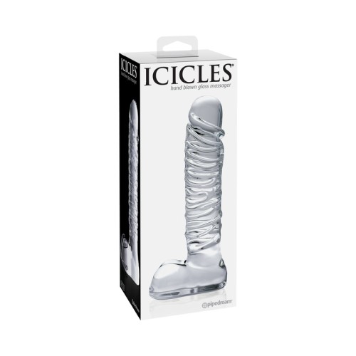 Dildo de Vidrio Icicles No. 63 con Textura Ribeteada para Aumentar el Placer