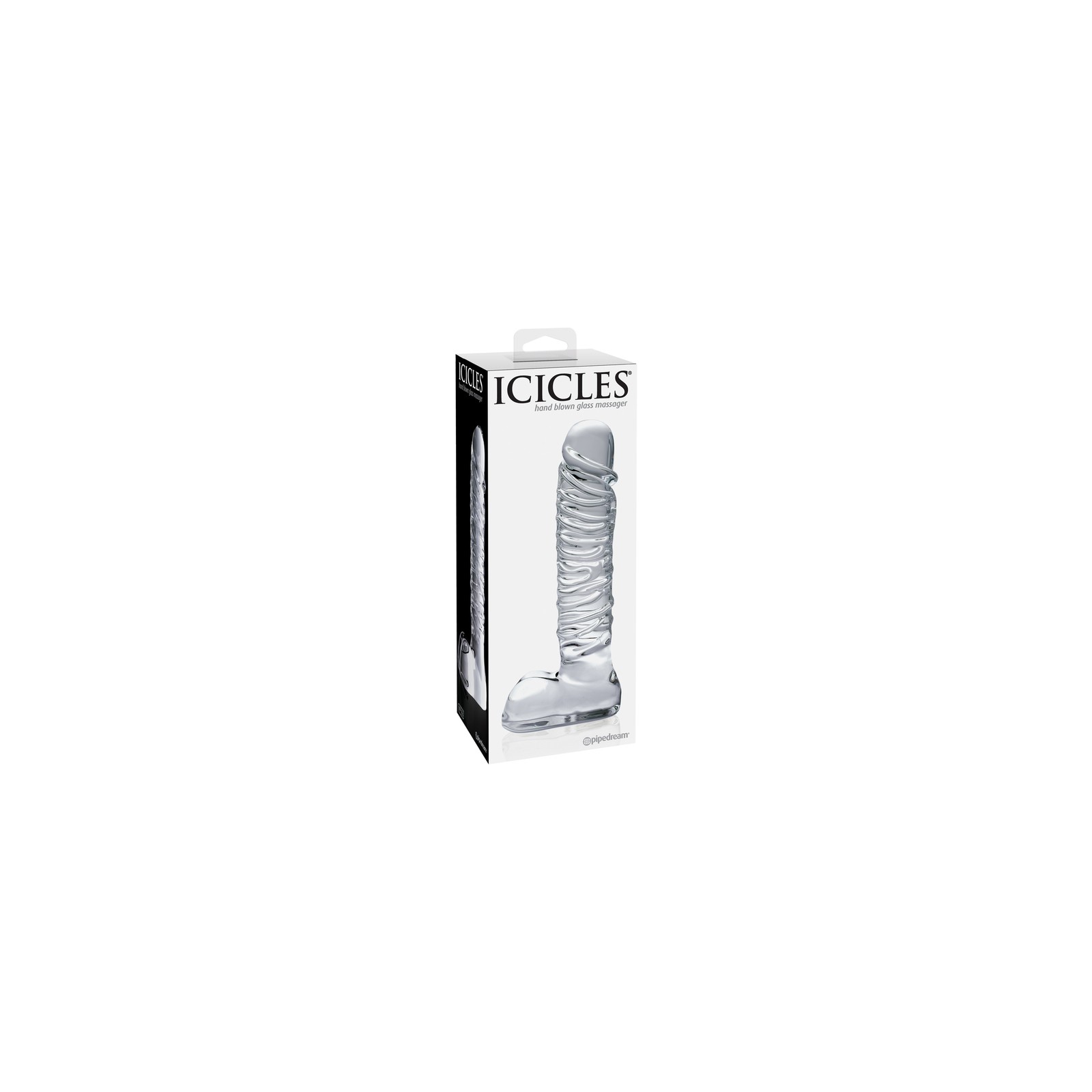 Dildo de Vidrio Icicles No. 63 con Textura Ribeteada para Aumentar el Placer