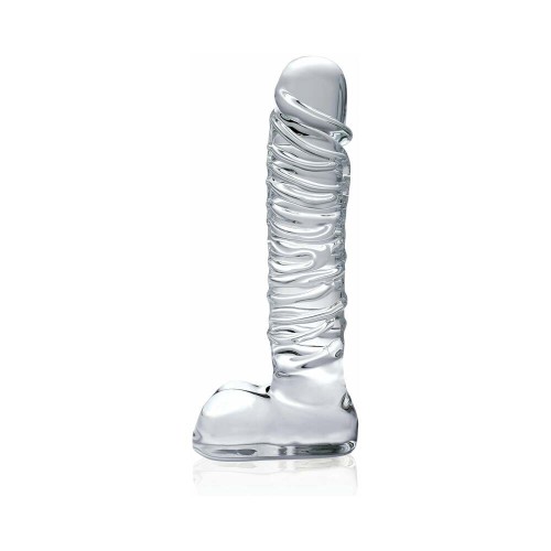 Dildo de Vidrio Icicles No. 63 con Textura Ribeteada para Aumentar el Placer