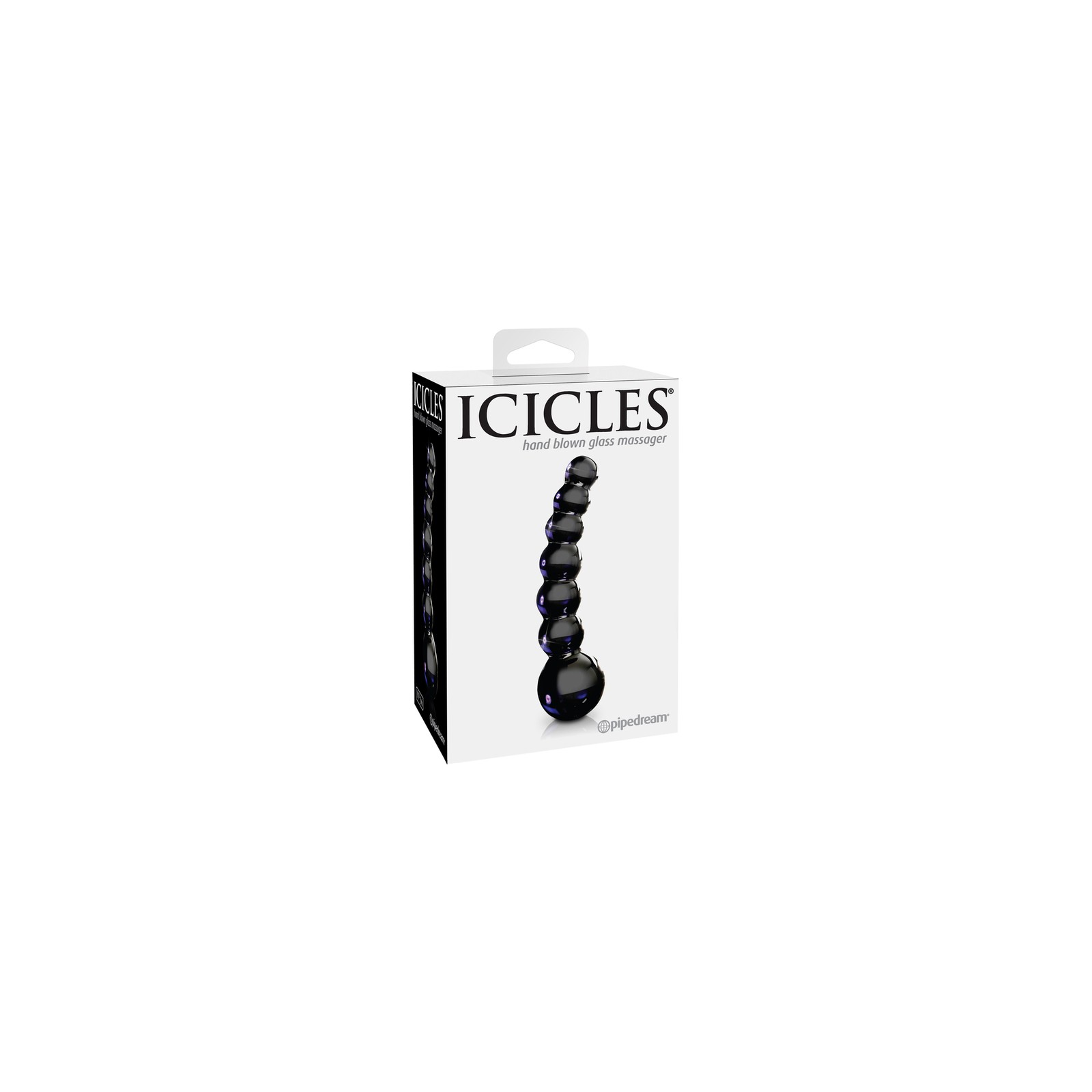 Pipedream Icicles No. 66 Curved Beaded Glass Dildo Black