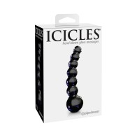 Dildo de Cristal Curvado y Con Puntos Icicles No. 66 Negro