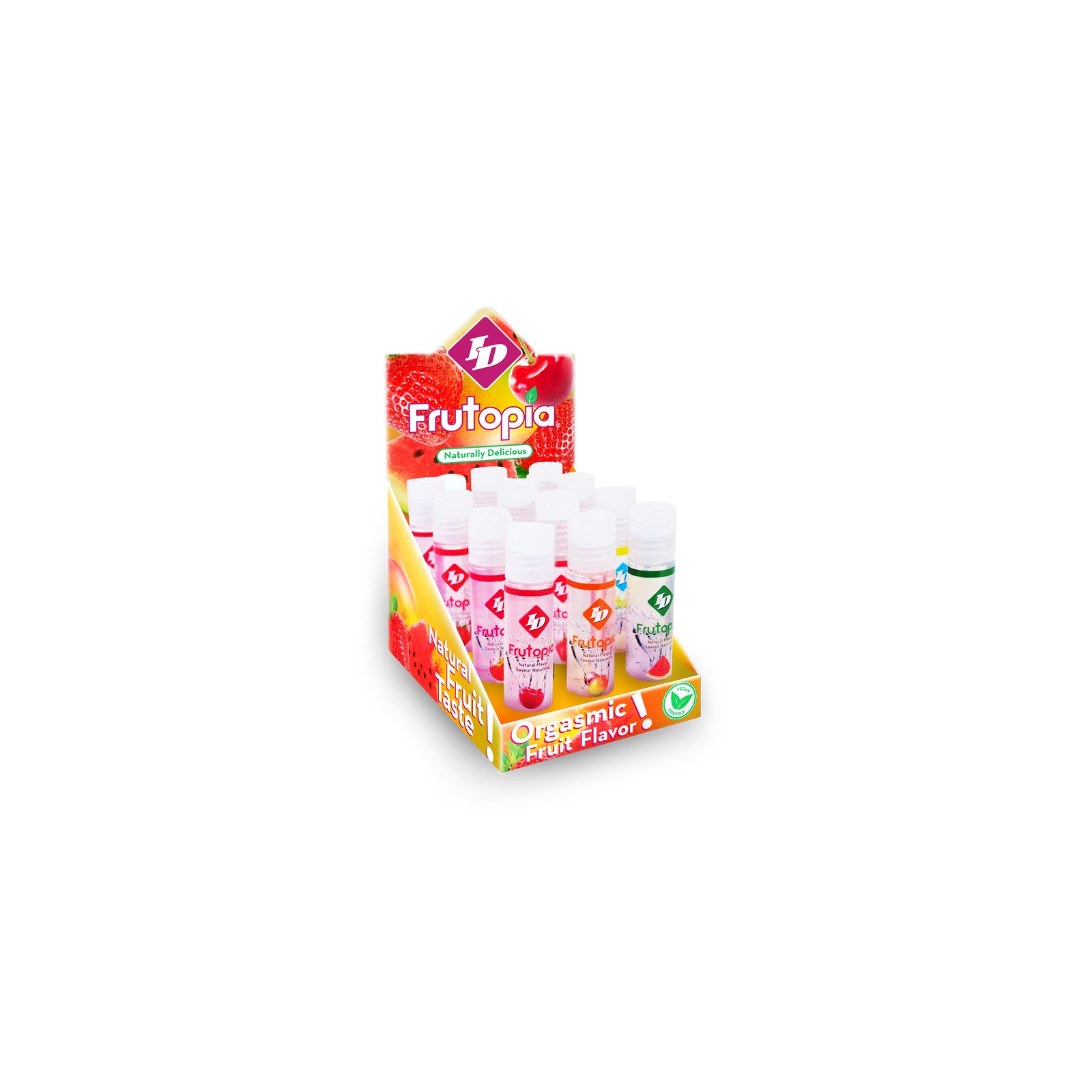 Display de Lubricante Sabor Frutopia ID para Diversión Frutal