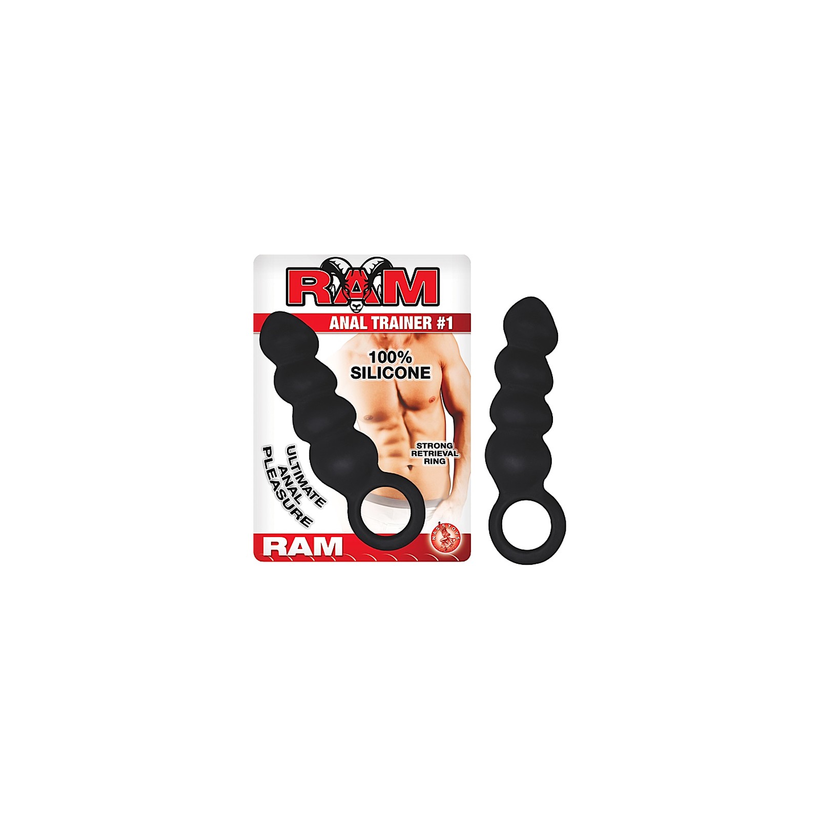 Entrenador Anal Ram #1 Plug Rippled de Silicona 4in Negro