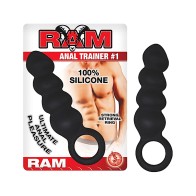 Ram Anal Trainer #1 4in Silicone Rippled Plug Black