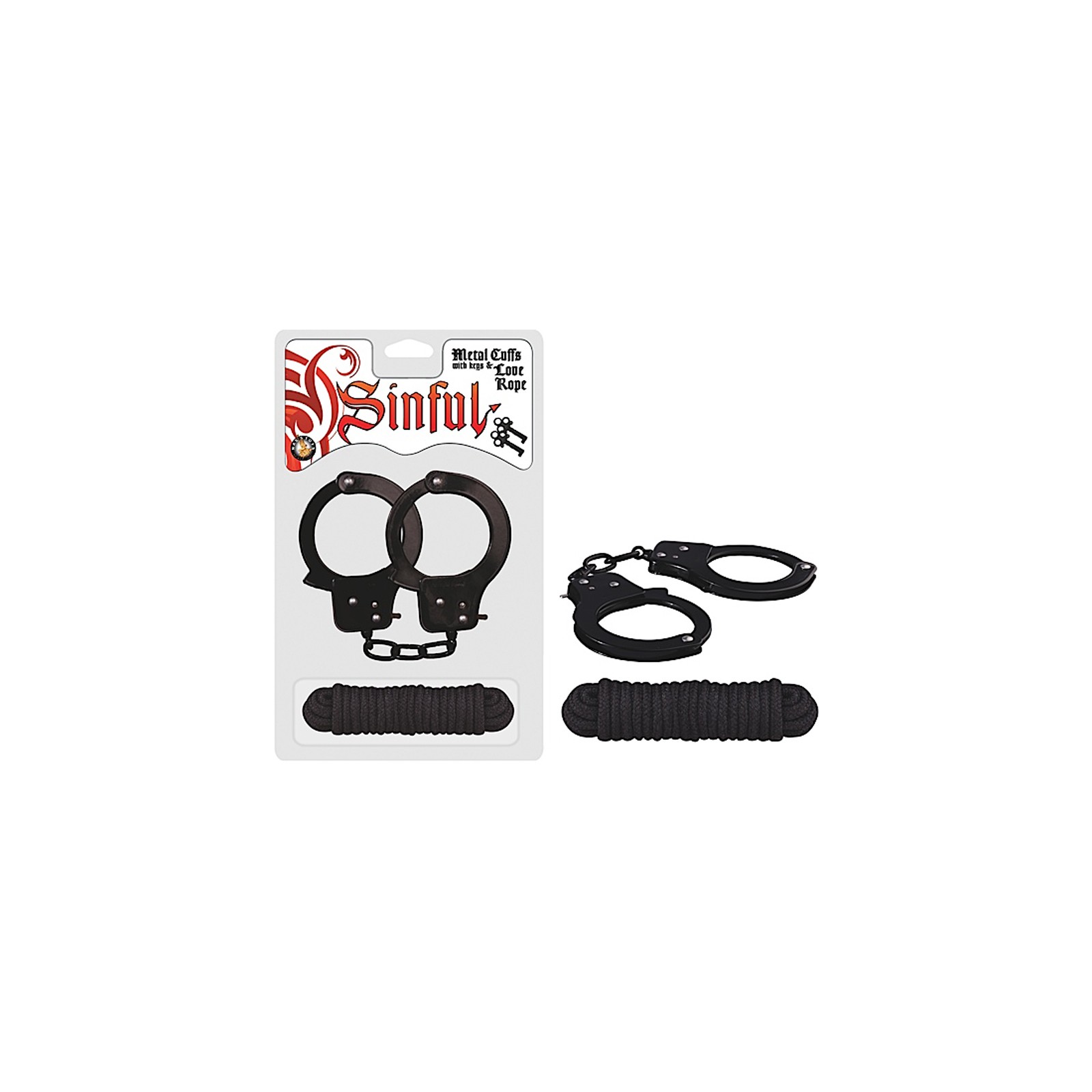 Sinful Metal Cuffs with Keys & Love Rope