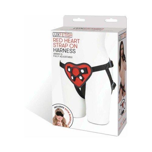 Lux Fetish Red Heart Strap-On Harness