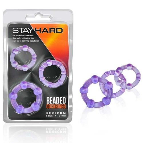 Stay Hard Beaded Cockring Set - Purple