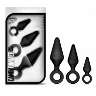 Kit de 3 Tapones Anales de Silicona Luxe Night Rimmer Negro