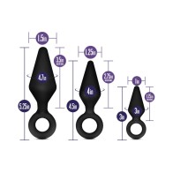 Luxe Night Rimmer 3-Piece Silicone Anal Plug Kit Black