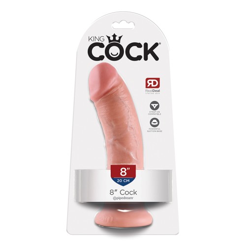 Pipedream King Cock 8 in. Dildo With Suction Cup Beige for Lifelike Pleasure