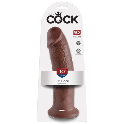 Dildo Realista Pipedream King Cock 10 in. Marrón