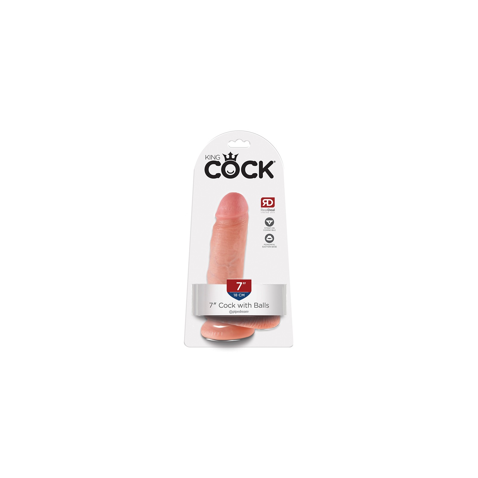 Pipedream King Cock Dildo Realista de 7 in. con Testículos Beige - Realismo Total