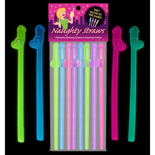 Glow-in-the-Dark Naughty Straws 8-Pack - Fun Drinks