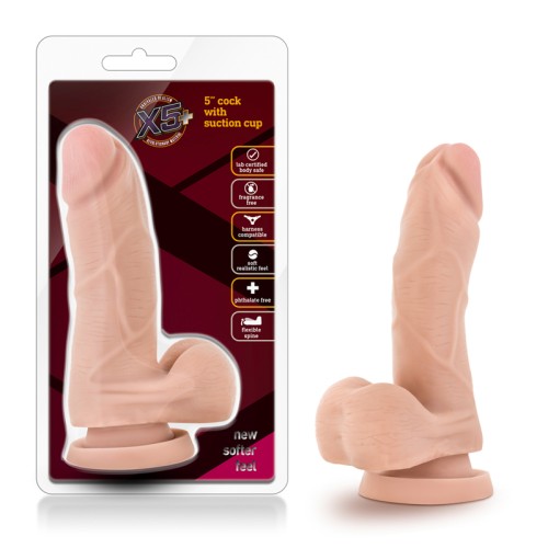 X5 Plus 5 in. Posable Dildo with Balls Beige