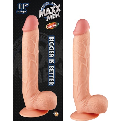 Dong Recto de Piel Real de 11 in. con Ventosa Maxx Men