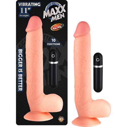 Maxx Men 11in Real Skin Vibrating Dong with Balls