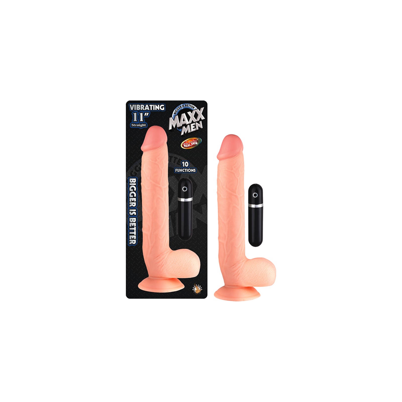 Maxx Men Dong Vibrador de 11in Piel Real con Bolas