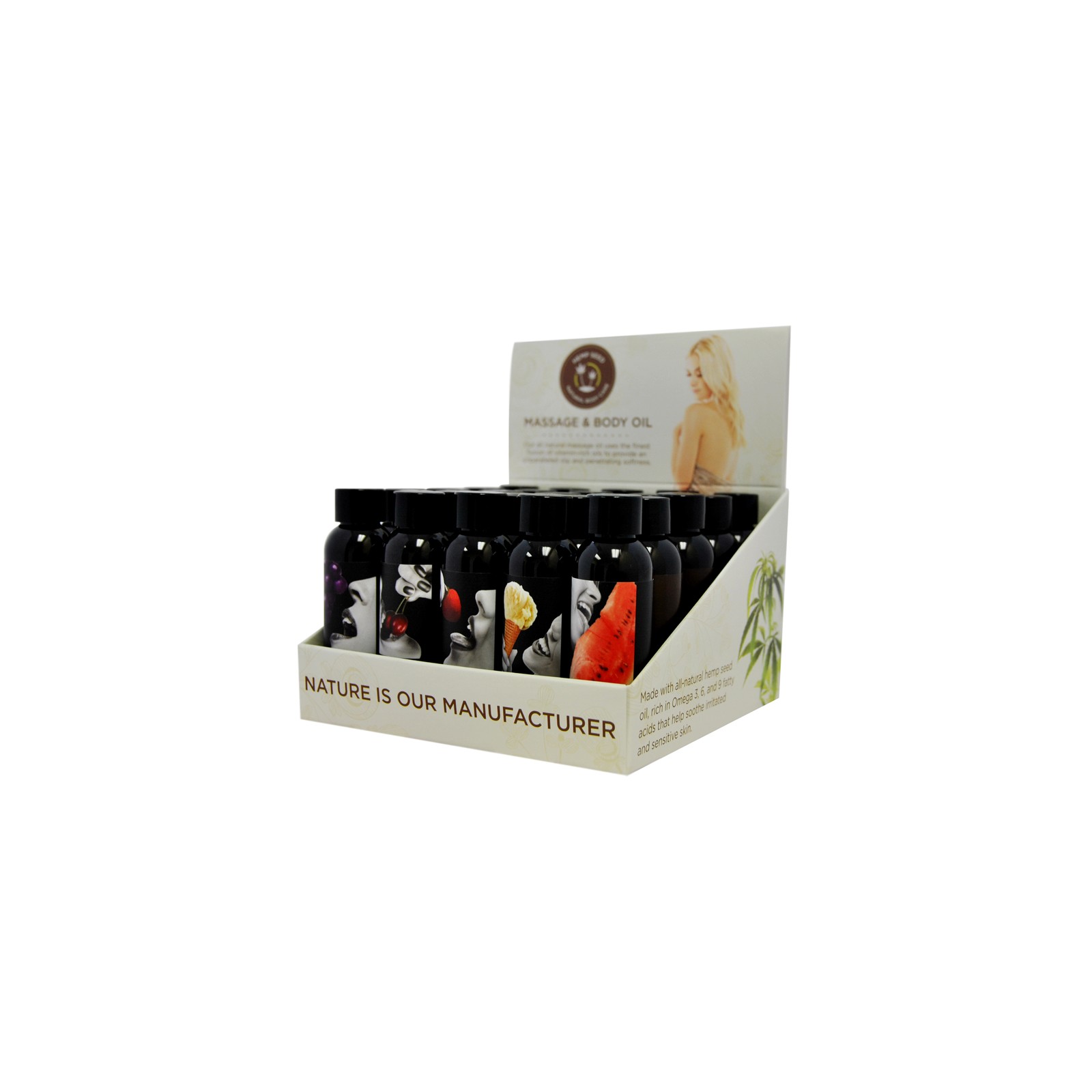 Earthly Body Edible Massage Oil Display