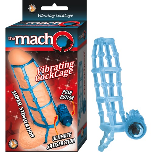 The Macho Vibrating Waterproof Cockcage & Ring Blue