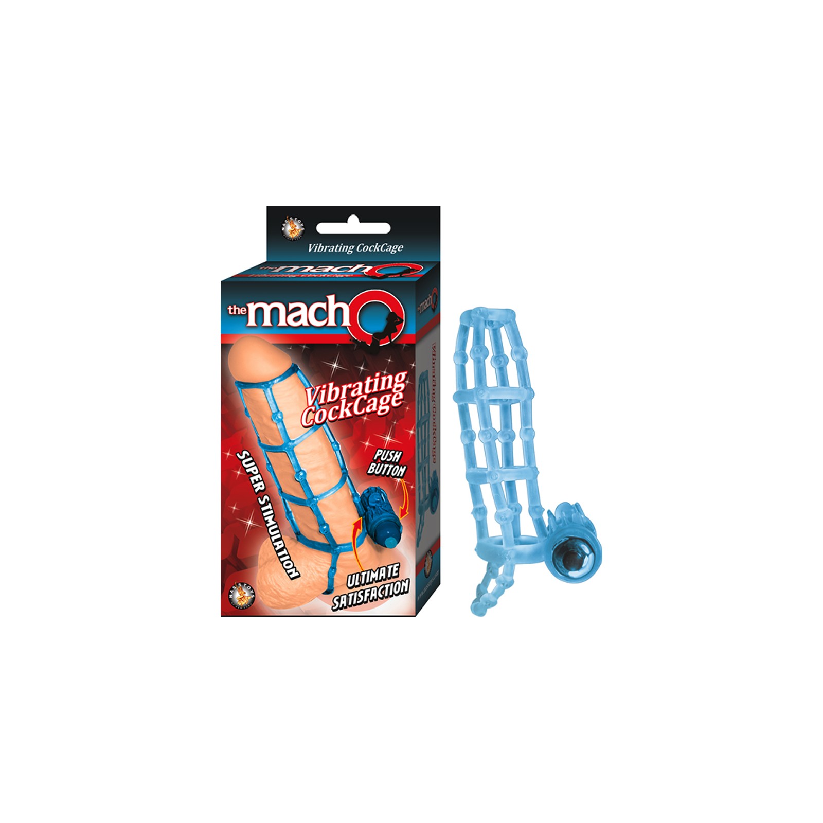 The Macho Vibrating Waterproof Cockcage & Ring Blue