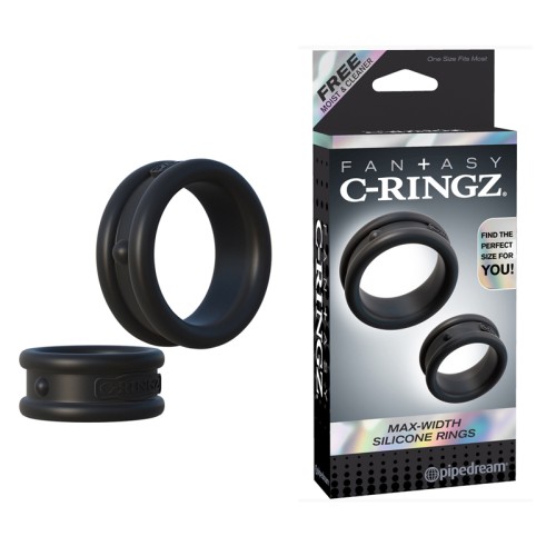 Pipedream Fantasy C-Ringz Max-Width Silicone Rings 2-Piece Set Black