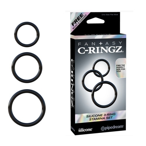 Set de 3 Anillos de Silicona Pipedream Fantasy C-Ringz Negro