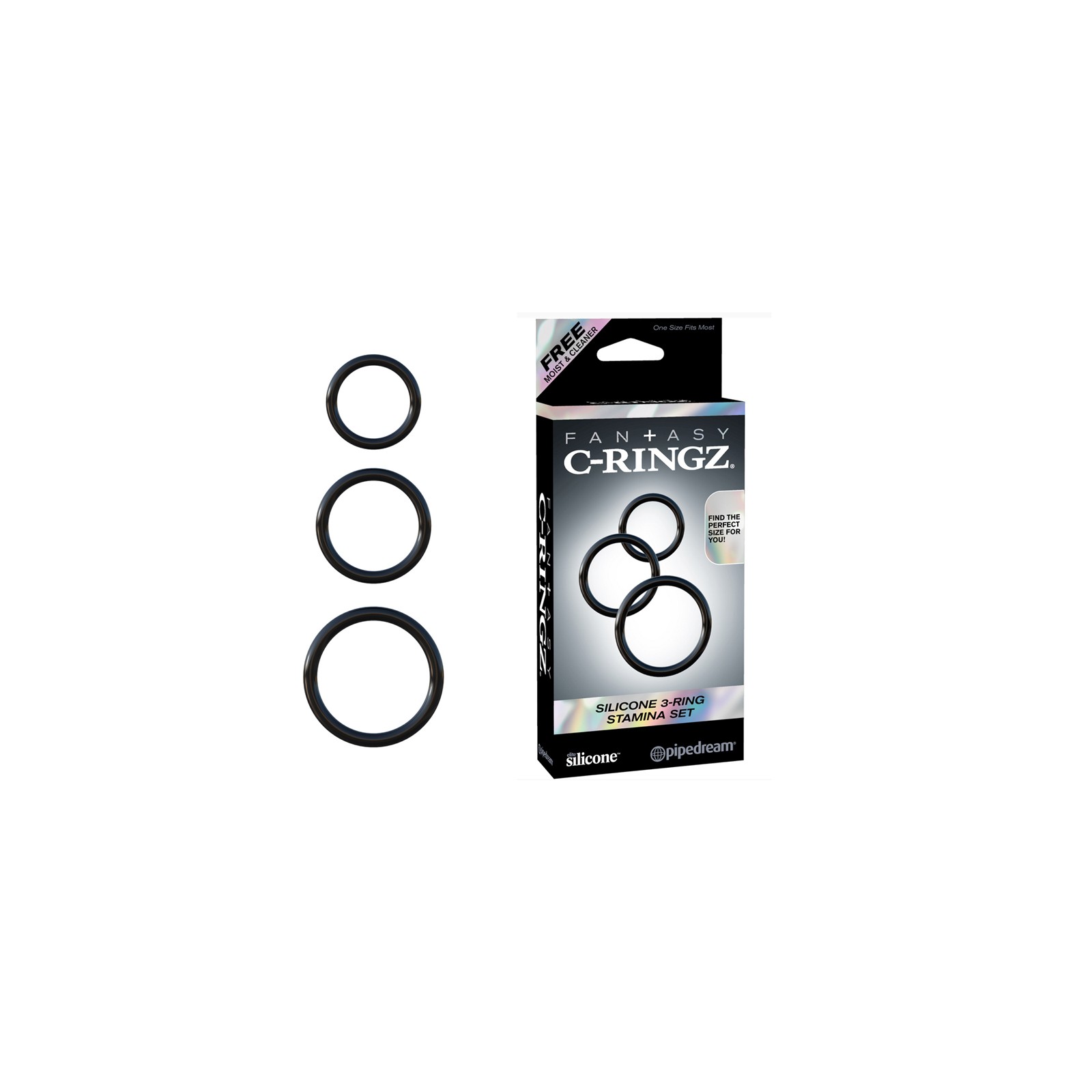 Pipedream Fantasy C-Ringz Silicone 3-Ring Stamina Set Black