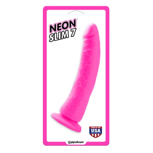 Pipedream Neon Slim 7 Realistic Dildo With Suction Cup Pink