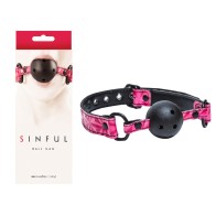 Ball Gag de Vinilo Sinful Rosa para Bondage Juguetón