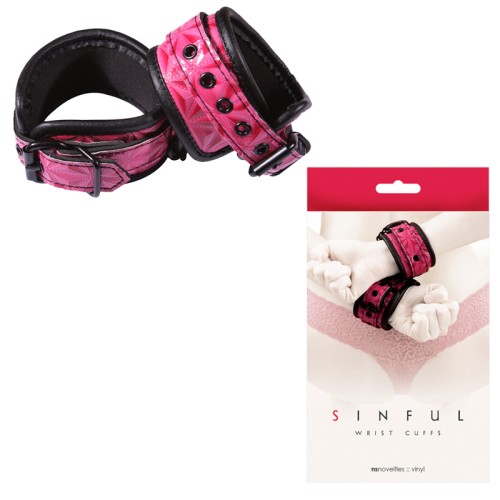 Sinful Vinyl Wrist Cuffs Pink - Premium Restraints