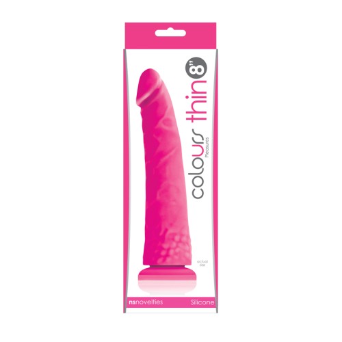 Colours Pleasures Dildo Delgado de 8 in. Rosa - Silicona Seductora