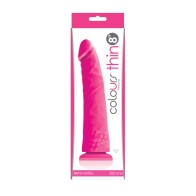 Colours Pleasures Thin 8 in. Dildo Pink - Seductive Silicone